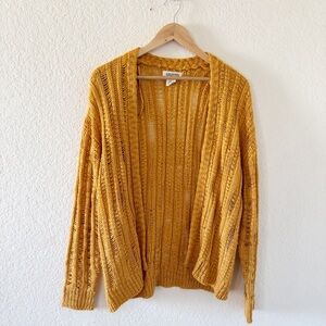 Cocovive Mustard Yellow Open Knit Cardigan Size M